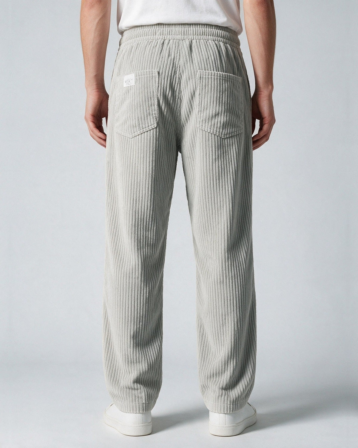 Wexford corduroy trousers in Grey, back view