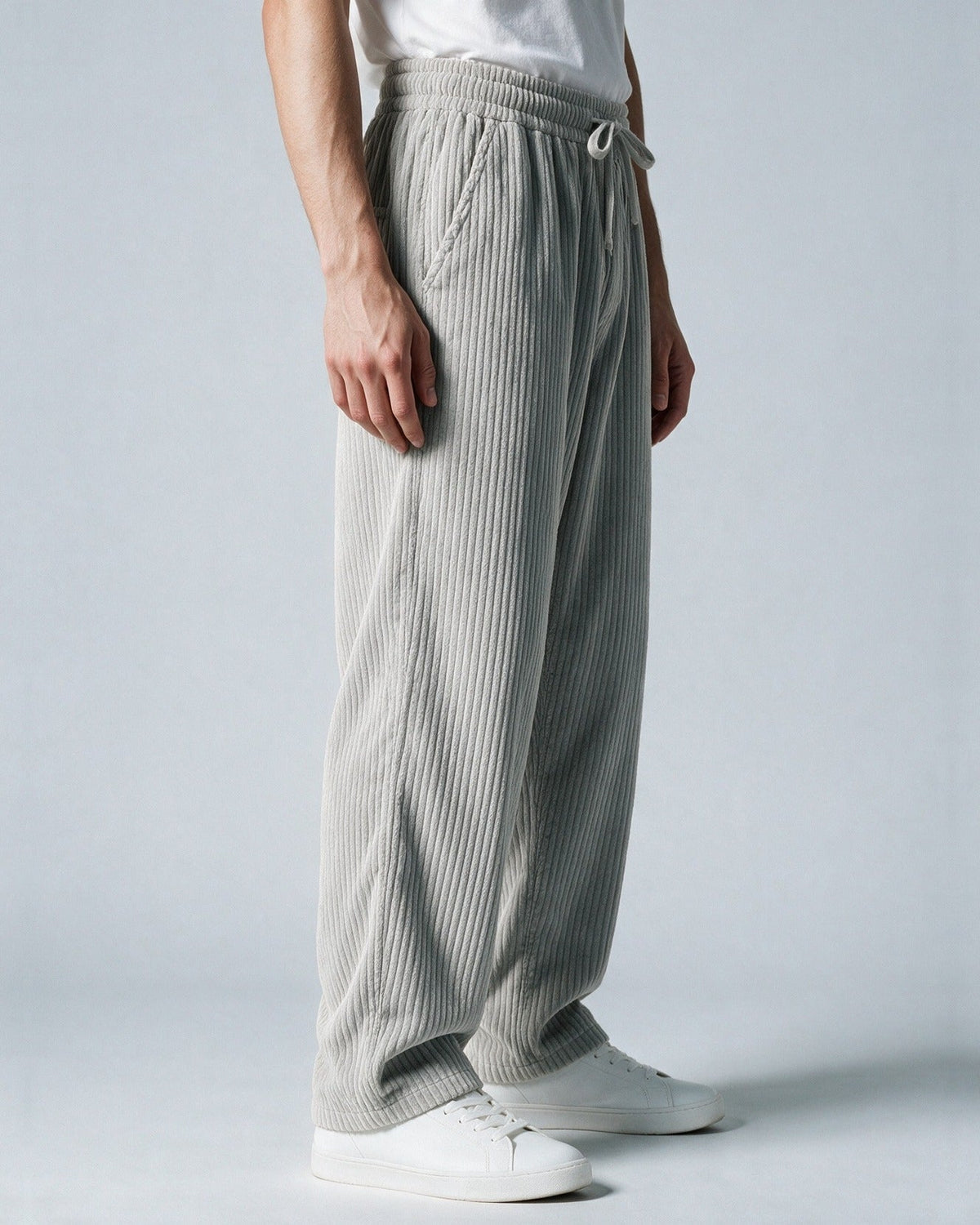 Wexford corduroy trousers in Grey, side view