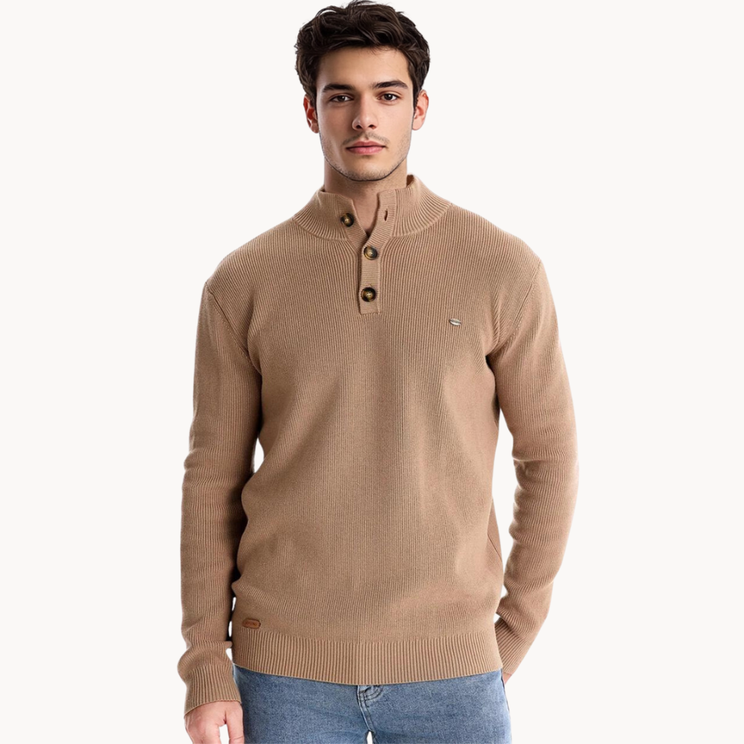 Ashton Button Mockneck Trui | Konf