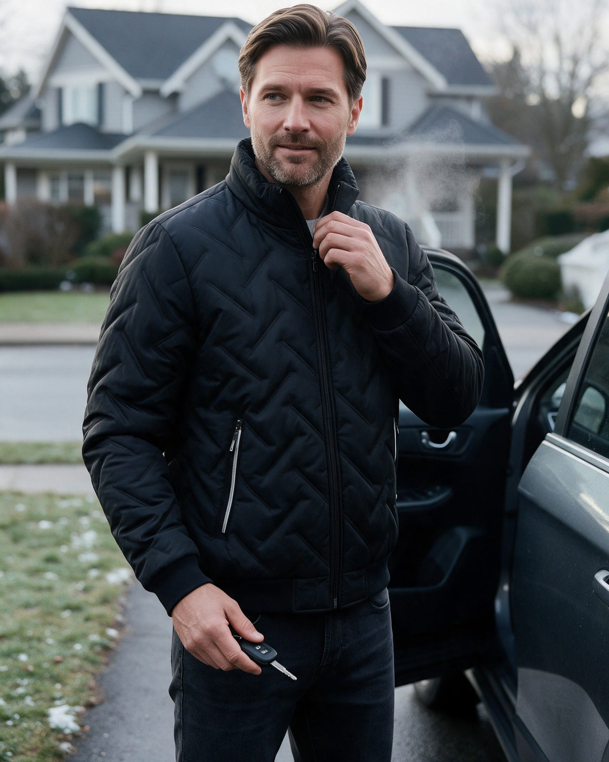 Lars jacket worn on a cold morning